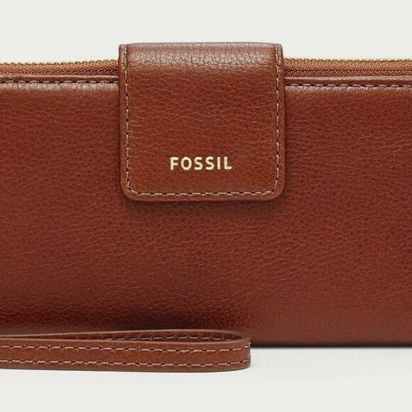 Fossil Handbags - Fossil Madison Zip Clutch Leather Wallet w/ Wristlet Strap - Medium Brown - NWT